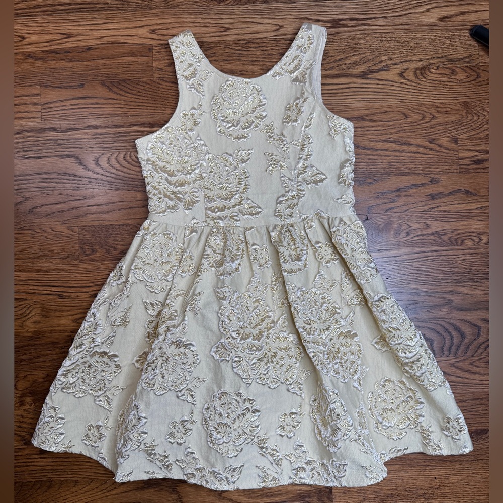 Hannah Banana by Sara Sara Girls Gold Elegant Shimmer Floral Girls Dress 8/9